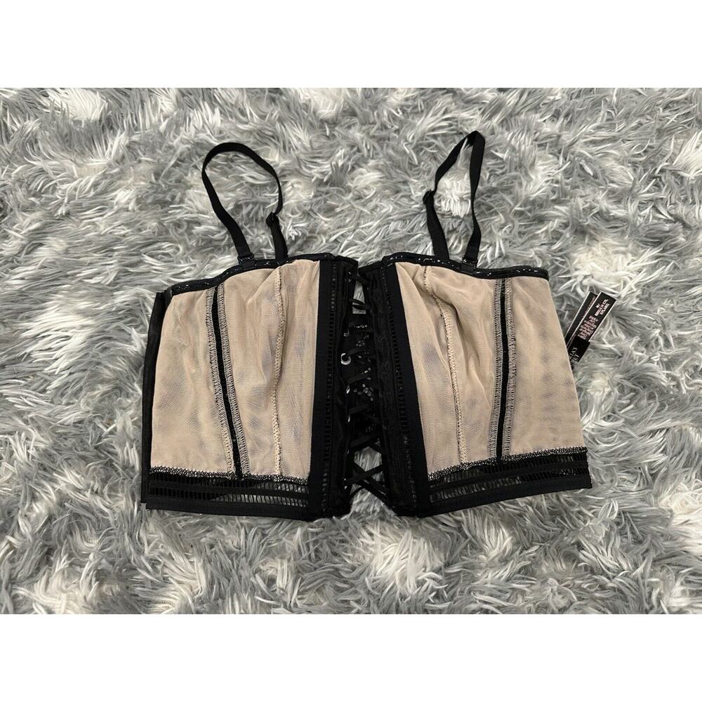 Victoria's Secret Black and Tan Lace Corset Medium M - Picture 5 of 9